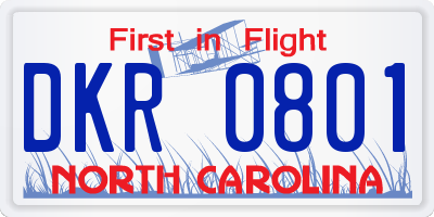 NC license plate DKR0801