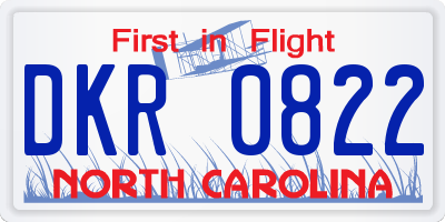 NC license plate DKR0822