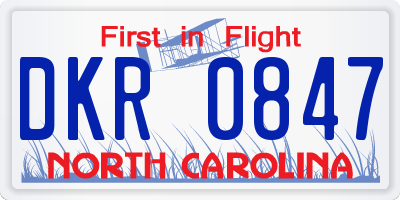 NC license plate DKR0847