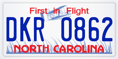 NC license plate DKR0862