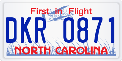 NC license plate DKR0871