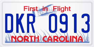 NC license plate DKR0913