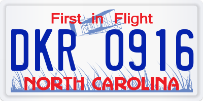 NC license plate DKR0916