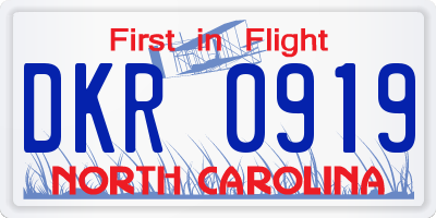 NC license plate DKR0919