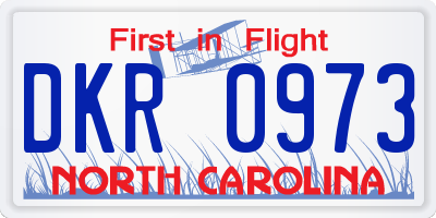 NC license plate DKR0973