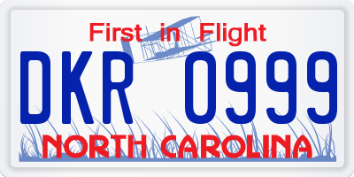 NC license plate DKR0999