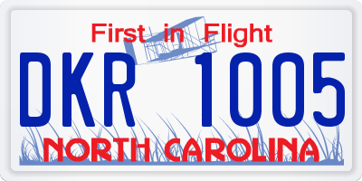 NC license plate DKR1005