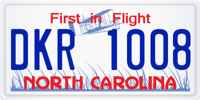 NC license plate DKR1008