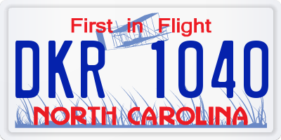 NC license plate DKR1040