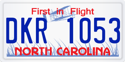 NC license plate DKR1053