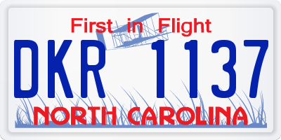 NC license plate DKR1137