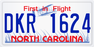 NC license plate DKR1624