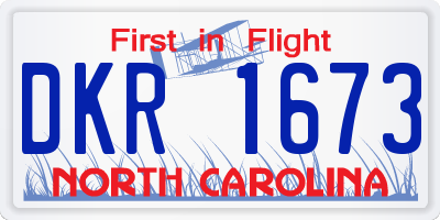 NC license plate DKR1673