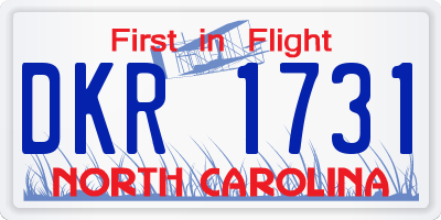 NC license plate DKR1731