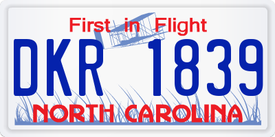 NC license plate DKR1839