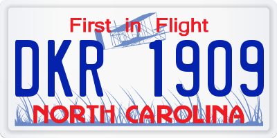 NC license plate DKR1909