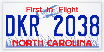 NC license plate DKR2038