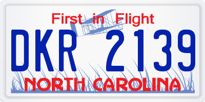 NC license plate DKR2139