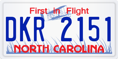 NC license plate DKR2151
