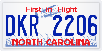 NC license plate DKR2206