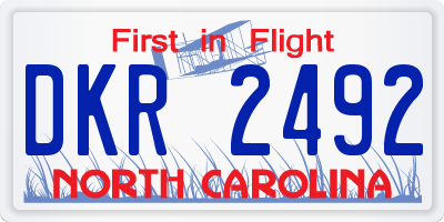 NC license plate DKR2492