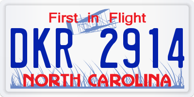 NC license plate DKR2914