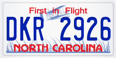 NC license plate DKR2926