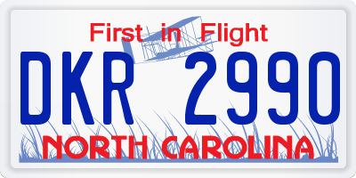 NC license plate DKR2990
