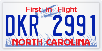 NC license plate DKR2991