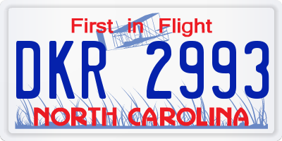 NC license plate DKR2993
