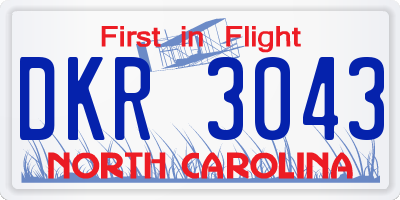 NC license plate DKR3043