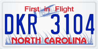 NC license plate DKR3104