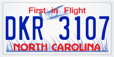 NC license plate DKR3107
