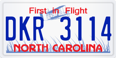 NC license plate DKR3114