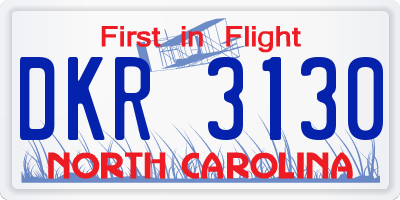 NC license plate DKR3130