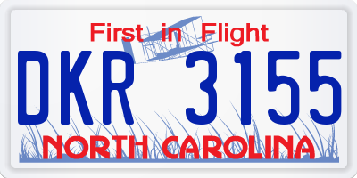 NC license plate DKR3155
