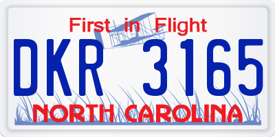 NC license plate DKR3165