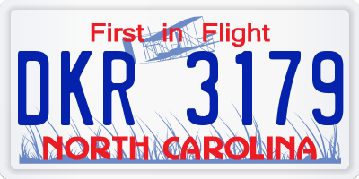 NC license plate DKR3179