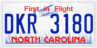 NC license plate DKR3180