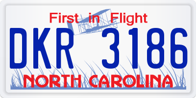 NC license plate DKR3186