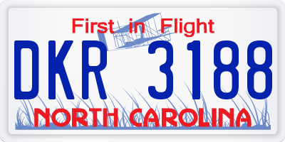 NC license plate DKR3188