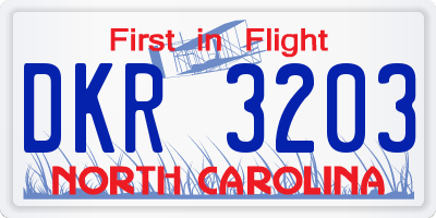 NC license plate DKR3203