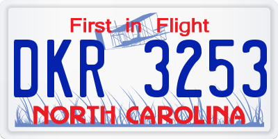 NC license plate DKR3253