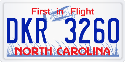 NC license plate DKR3260