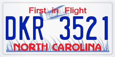 NC license plate DKR3521