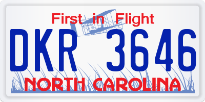 NC license plate DKR3646