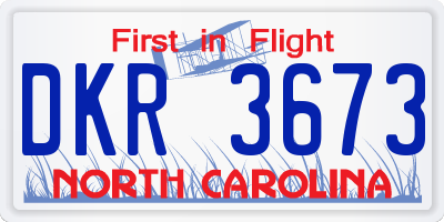 NC license plate DKR3673