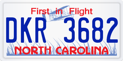 NC license plate DKR3682