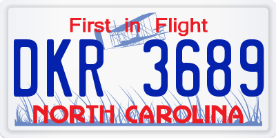 NC license plate DKR3689