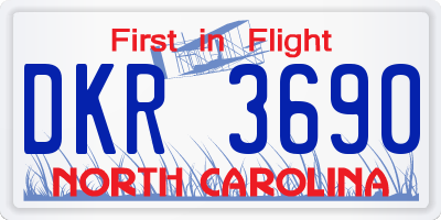 NC license plate DKR3690